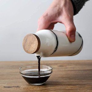Marble Patterned Ceramic Condiment Dispenser Bottle for Oil Vinegar Soy Sauce